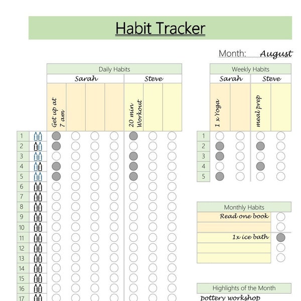 Monthly Habit Tracker for Couples