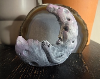 Old Lady Moon - Body-Positive Ceramic Art - Unique Celestial Décor - Cosmic Queen
