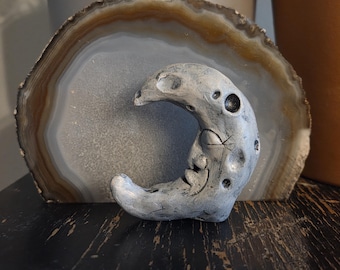 Moon Shelf Décor - Celestial Accent Piece - Handmade Moon
