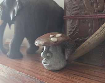 Tiny Mushroom Man – Cottagecore Shelf Decor – Handmade Fantasy Art