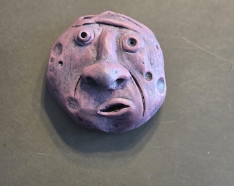 Weird Moon Face - Unique Small Wall Art - Quirky Celestial Decor