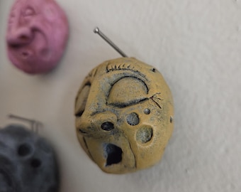 Tiny Yellow Moon Friend | Whimsical Ceramic Home Décor