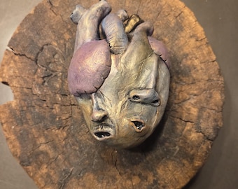 The Divided Heart – Dual-Faced Anatomical Heart Sculpture - Weird Wall Decor