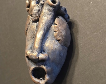 Gasping Heart Sculpture – Weird Home Decor - Handmade Oddity