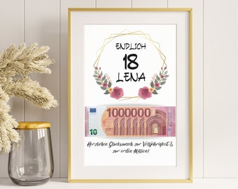Money Gift 18th Birthday Template DIY Birthday Gift Money Gift for 18th Birthday Printable Money Gift Happy Birthday