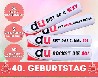 Duplo Banderolen 40 Geburtstag, Duplo Vorlagen, 40 DIY, Download 101 Banderolen, Geschenk zum 40 Geburtstag,40 Geburtstagsgeschenk, 40. Geb.