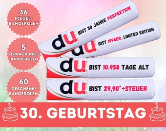 Duplo Banderolen 30. Geburtstag, Download 101 Duplo Vorlagen, 30. Geburtstag 30 DIY, Geschenk zum 30 Geburtstag, 30ter Geburtstag 30ter Geb.
