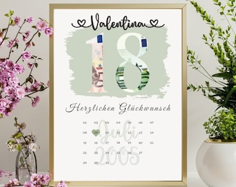 Money Gift 18th Birthday Template DIY Birthday Gift Money Gift for 18th Birthday Money Gift to Print Download 18th Birthday