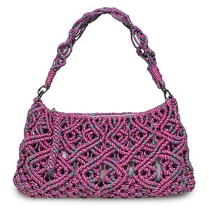 Tanit, bolso bandolera macramé, forrado con cremallera imagen 1