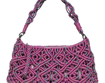 Tanit, bolso bandolera macramé, forrado con cremallera