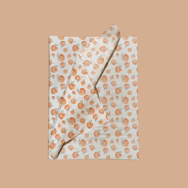 Peach Fruit Watercolor Illustrated Tissue Paper Small Business Packaging 30ct, 60ct, 120ct