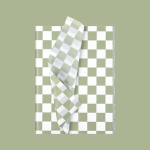 Sage Green and White Check Retro Tissue Paper Small Business Packaging 25 pack