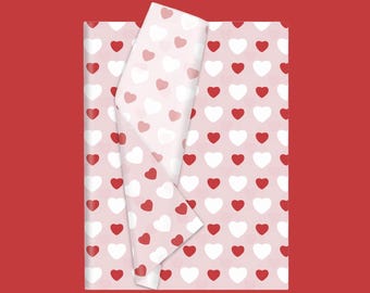 Valentine Hearts Red White Pink Tissue Paper Small Business Packaging 30 pack