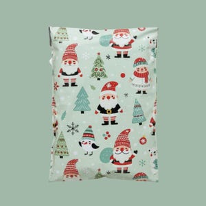 Woodland Santa Christmas Holiday Poly Mailer Shipping Pouch Self Adhesive 7.5&quot;x10.5&quot; 25 pack