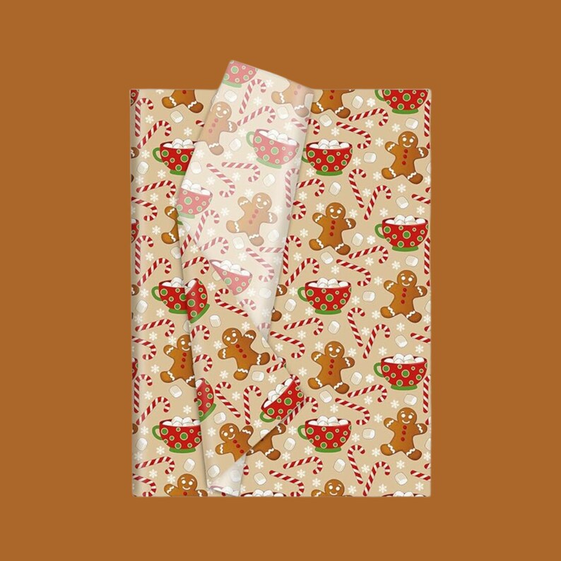 Holiday Gingerbread Cookie Candy Cane Christmas Tissue Paper Small