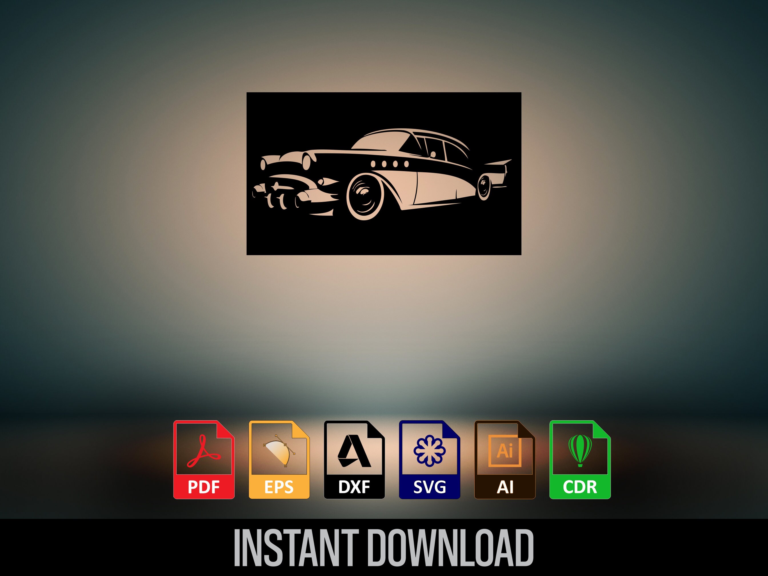 Classic Car Wall Art Dxf, Svg, Pdf, Ai, Cdr File, Laser Cut File, Cnc