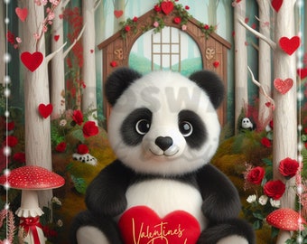 Carte animée numérique Panda Bear, Saint-Valentin, Joyeuse Saint-Valentin, Saint-Valentin