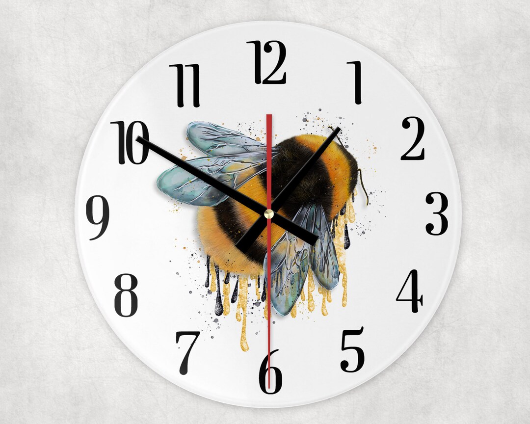 Bumble Bee Glass Wall Clock - Etsy