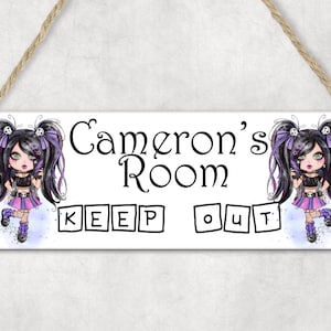Gothic Girl style personalised door sign keep out