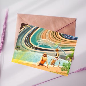 Surreal Space Fantasy Collage Card/Blank Note Card/Printable Digital Download