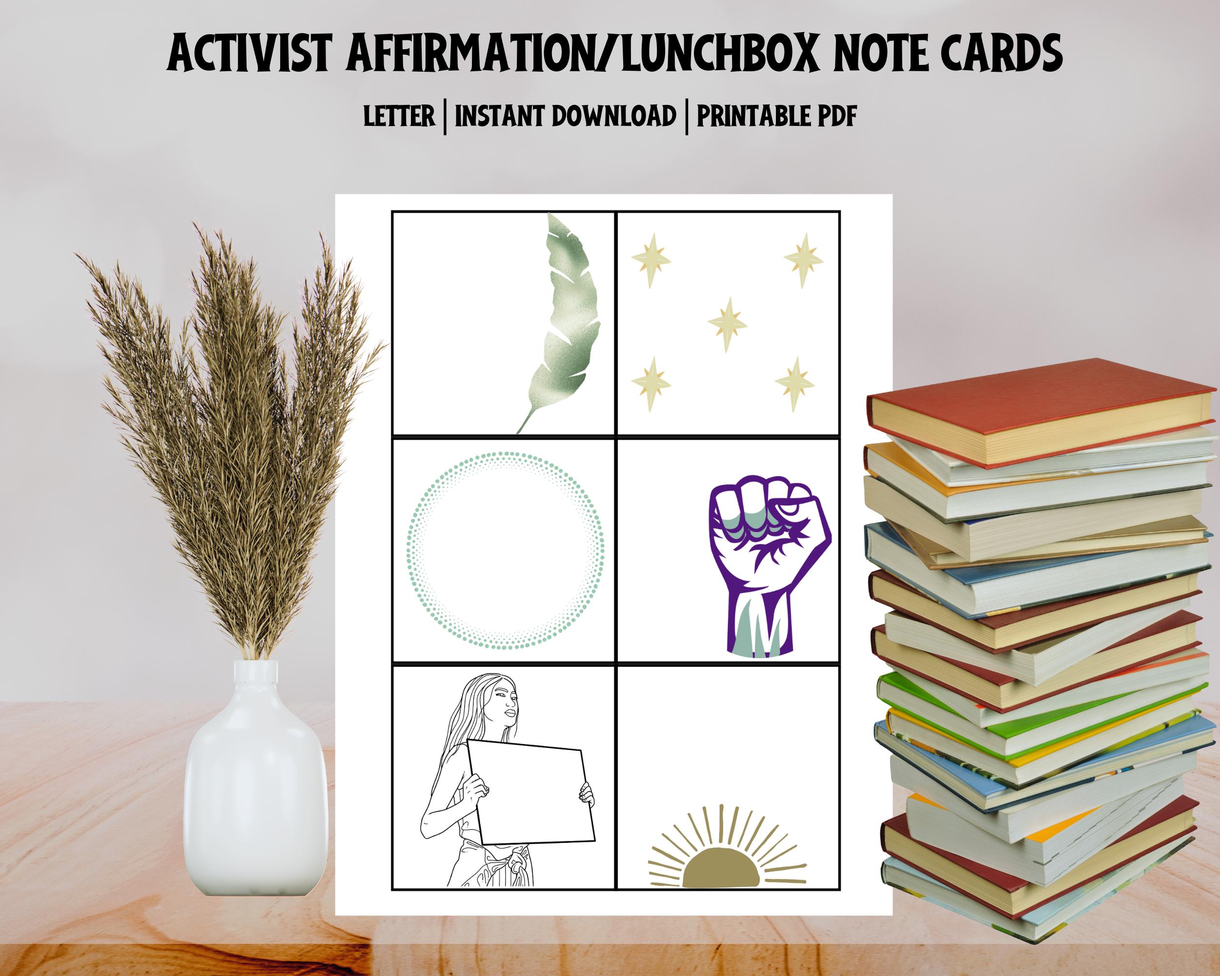 Activist Affirmation Cards: Inspirational Printable Lunchbox Notes ...