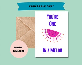 Fruity Love Card|Instant Download|Printable 5x7 Greeting Card|Card for Sweetie|Love Card|Printable Envelope