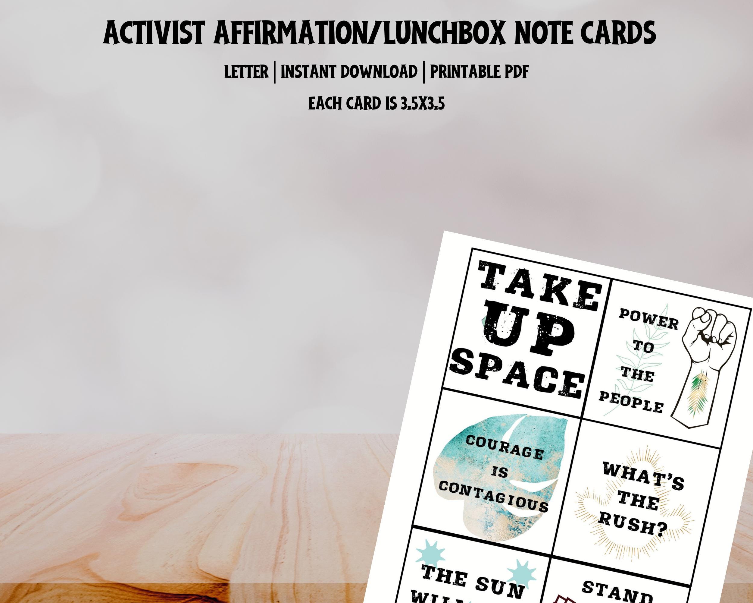 Activist Affirmation Cards: Inspirational Printable Lunchbox Notes ...
