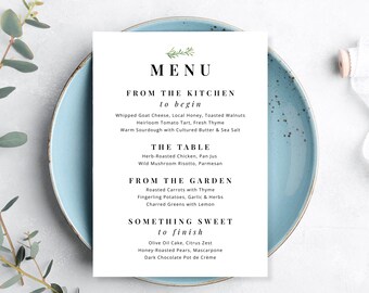 Modello di menu dalla fattoria alla tavola / Cena elegante (Canva modificabile)