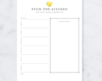 Planner settimanale con menu stampabile/lista della spesa modificabile (download digitale)