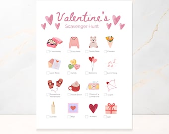 Caccia al tesoro di San Valentino stampabile I Gioco per bambini modificabile I Download immediato in PDF