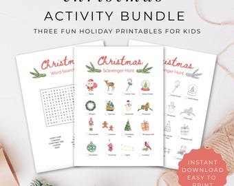 Pacchetto di attività natalizie stampabili / Attività per le vacanze per bambini I Download immediato