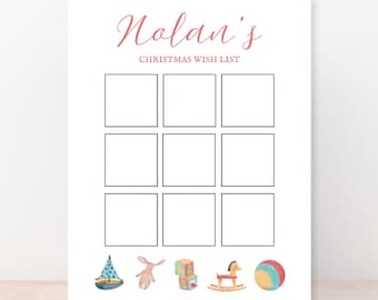 Modello Canva per la lista di Natale personalizzata per bambini con acquerello I Download immediato