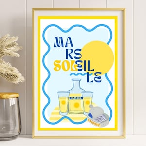 Marseille Vintage Decor Poster – Pastis, Sardines & Sunshine | South of France Wall Art