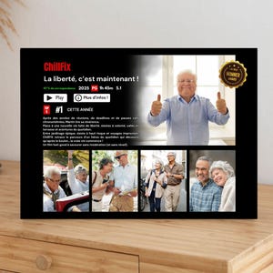 Affiche départ en retraite Personnalisée, Affiche départ d’un collègue, changement de boulot Style Netflix avec Photo, Affiche Film Unique