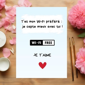 Valentine's Day Card, Cute Card, Valentine's Day Gift, Original Gift, Love Card, Lovers Card, I Love You Card. Love Wi-Fi Card