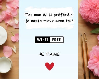 Valentine's Day Card, Cute Card, Valentine's Day Gift, Original Gift, Love Card, Lovers Card, I Love You Card. Love Wi-Fi Card