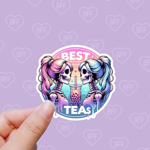 Stickers Best Tea's - Amitié BFF, meilleures amies - Autocollant Résistant waterproof pour ordinateur, carnet, valise, téléphone, tablette…