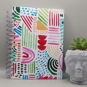 Colorful notebook, notebook, spiral notebook, bullet journal.