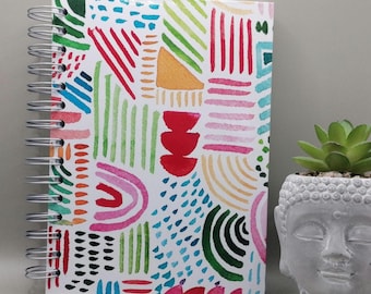 Colorful notebook, notebook, spiral notebook, bullet journal.