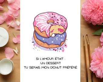 Valentine's Day Card, Cute Card, Valentine's Day Gift, Funny Valentine's Day Card, Love Card, Lovers Card, Donuts Card
