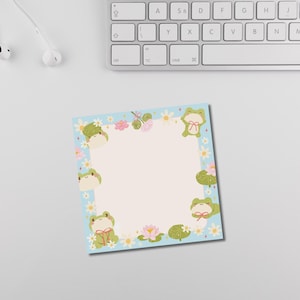 Blocco note a forma di rana - 52 pagine, cancelleria carina, formato quadrato, idea regalo kawaii, appunti, bullet journal, lista delle cose da fare