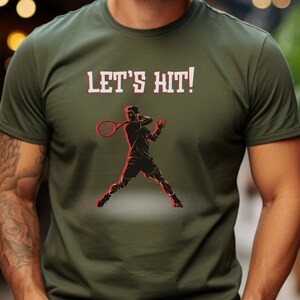 Let&#39;s Hit! Tennis Shirt, Tennis Player Graphic Tee, Gift for Him, Tennis Enthusiast Gift, Tennis Lover Shirt, Tennis Fan T, Men&#39;s Tennis T