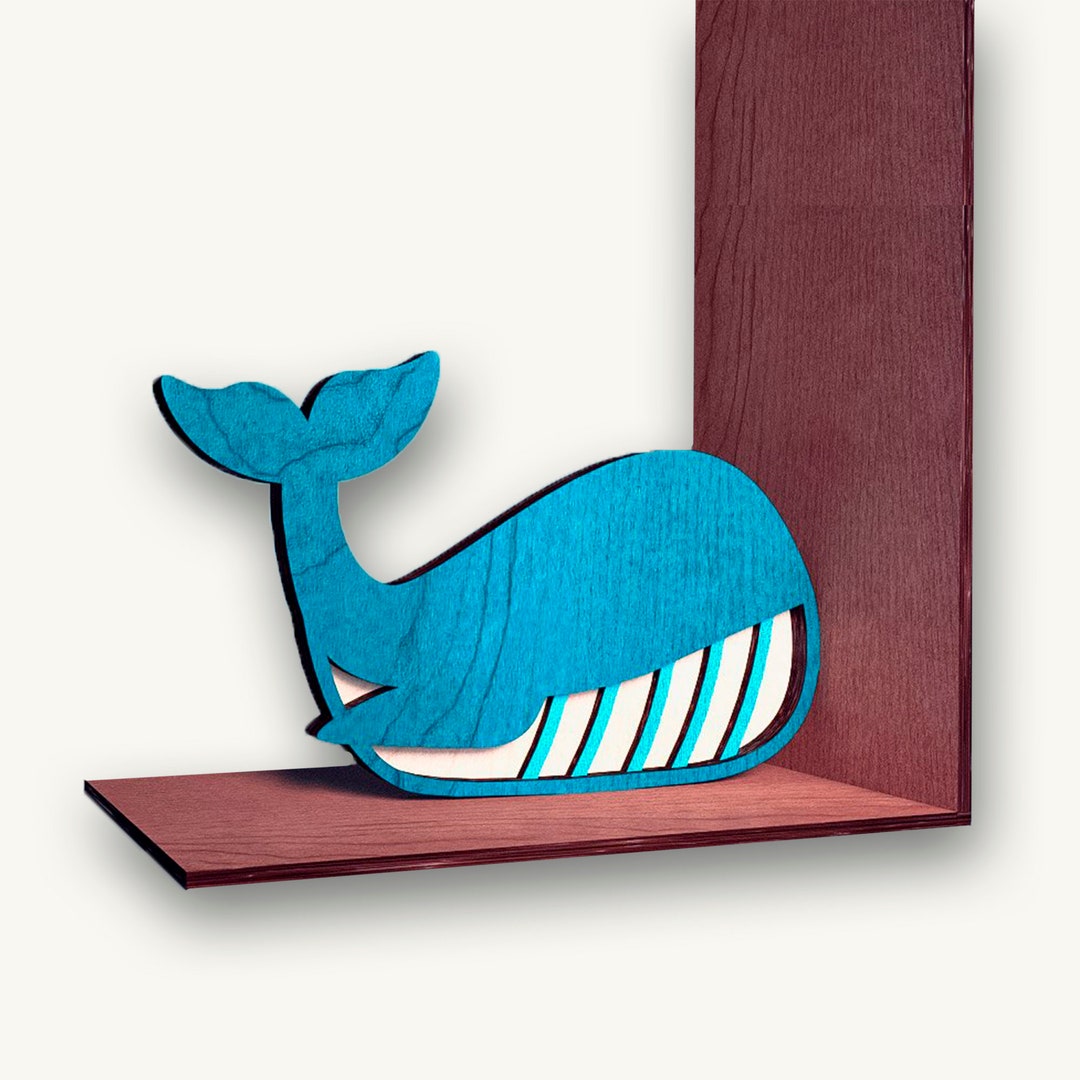 Laser Cut Bookend Book Holder SVG Bundle Glowforge Whale Svg Files ...