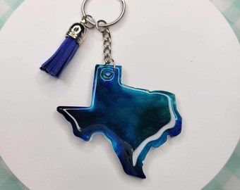 Deep Ocean Resin Texas Keychain