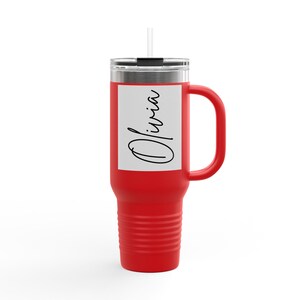 Personalized 40oz Tumbler With Handle Lid and Straw, Insulated Engraved Cup, Bridesmaid Proposal, Gifts for Her, Corporate Custom Logo