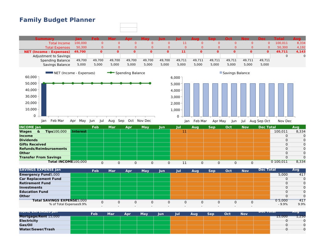 A Detailed Family Budget Planner-excel - Etsy