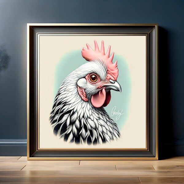 Sussex Chicken Print- A Rustic Kitchen Print (Print only no frame)