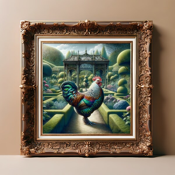 Sebright Chicken Print- Garden Charm (Print only no frame)