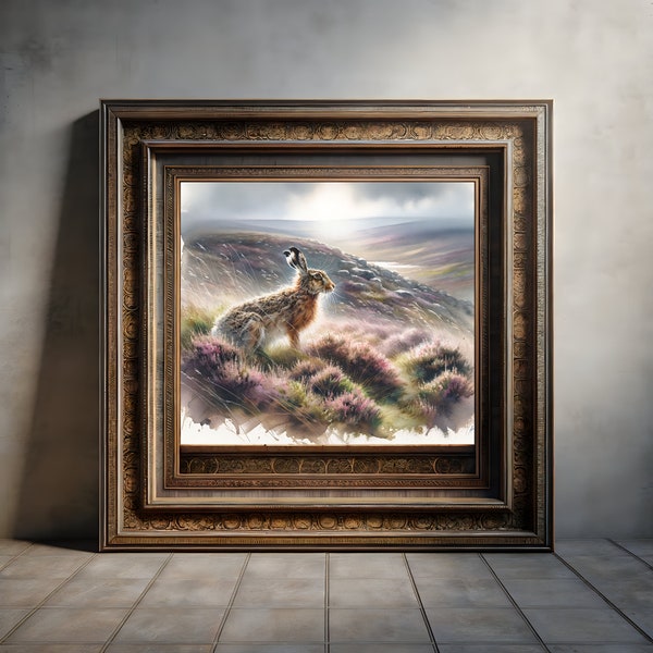 Scottish Hare Moorland Print- A Serene Nature Scene (Print only no frame)