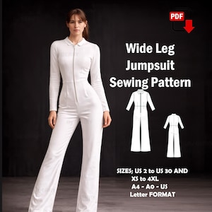 Vida ben, jumpsuit, sömnad i PDF-format | Dragkedja fram | A4 A0